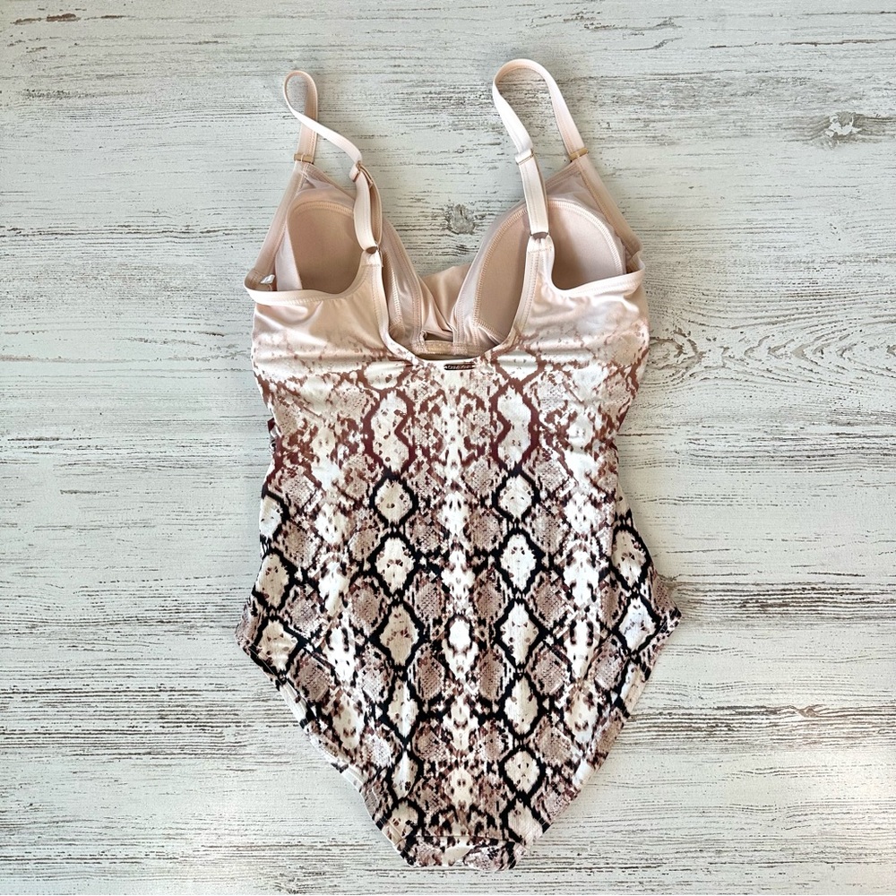 CALVIN KLEIN Snakeskin Python Ombré Wrap One Piece Swimsuit 8 - Picture 8 of 13